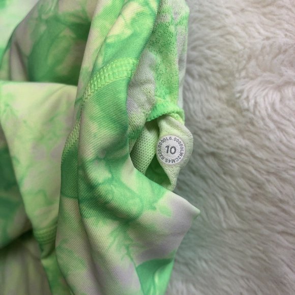 Cute Lululemon Energy Bra High Neck Shibori Tie Dye Lime Green & Yellow - Picture 5 of 8